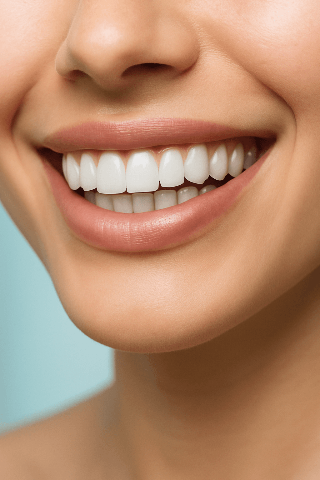 Natural close-up smile with aligned teeth