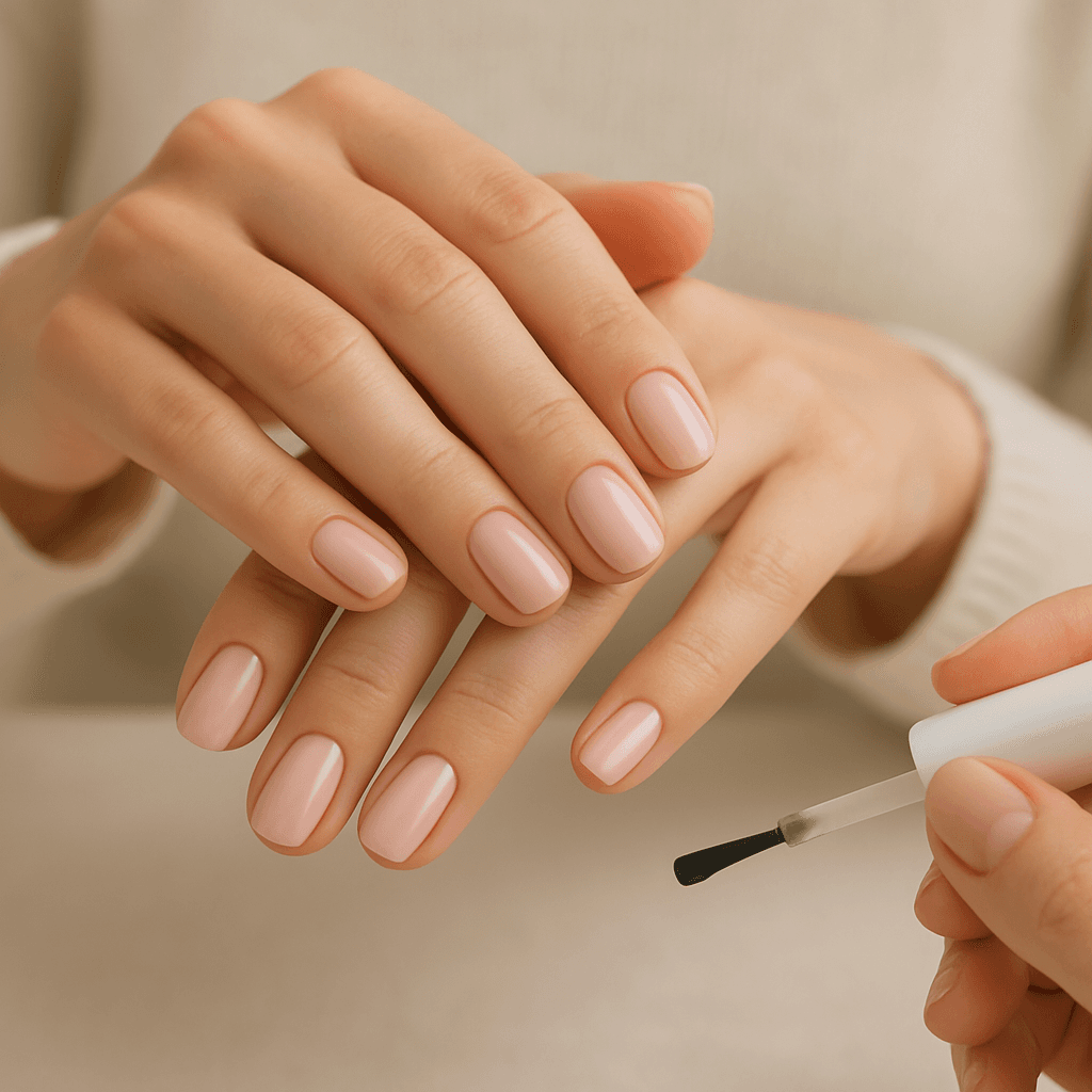 Glossy gel polish finish